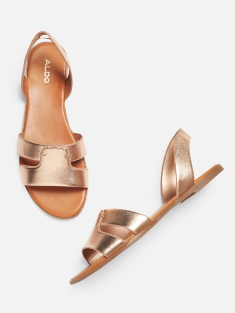 

ALDO Women Muted Gold-Toned Solid Open Toe Flats