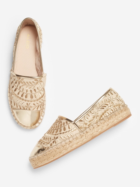 

ALDO Women Gold-Toned Embroidered Espadrilles