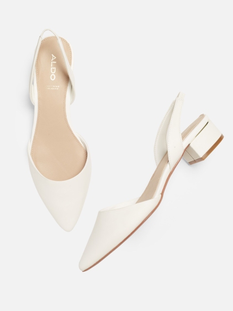 

ALDO Women White Solid Leather Heels