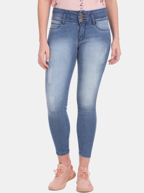 

Cherokee Women Blue Skinny Fit High-Rise Low Distress Stretchable Jeans