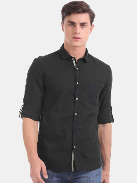 

Cherokee Men Black Regular Fit Solid Casual Shirt