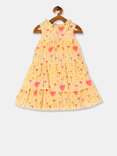 

Cherokee Girls Yellow Printed Fit and Flare Dress