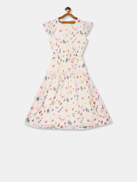 

Cherokee Girls White Printed Fit and Flare Dress