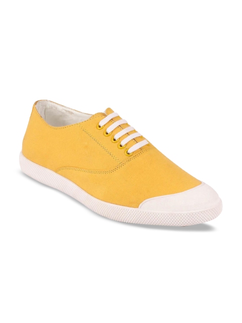 

FAUSTO Men Mustard Yellow & White Colourblocked Lightweight Slip-On Sneakers