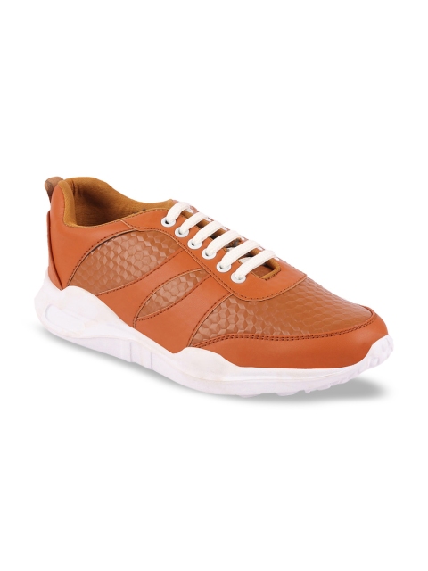

FAUSTO Men Tan Brown Textured Sneakers