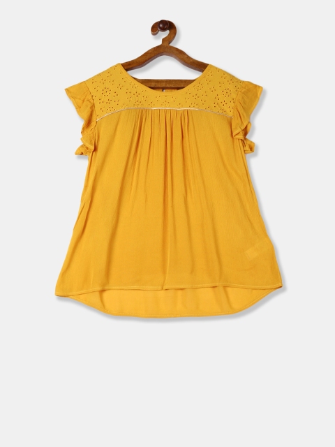 

Cherokee Girls Yellow Solid A-Line Top