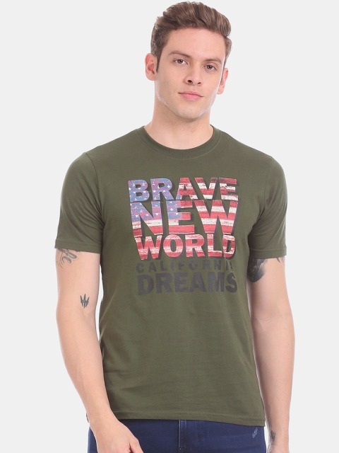 

Cherokee Men Green Printed Round Neck T-shirt