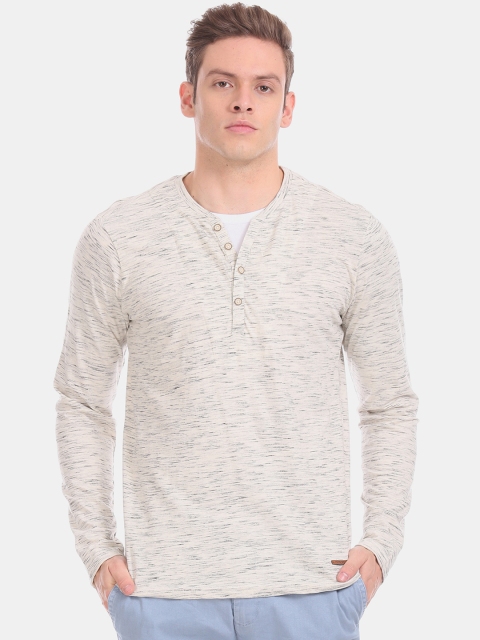 

Cherokee Men White Solid Henley Neck T-shirt