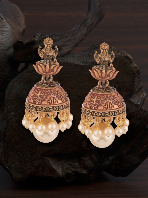 

E2O Red & Gold-Plated Dome Shaped Jhumkas