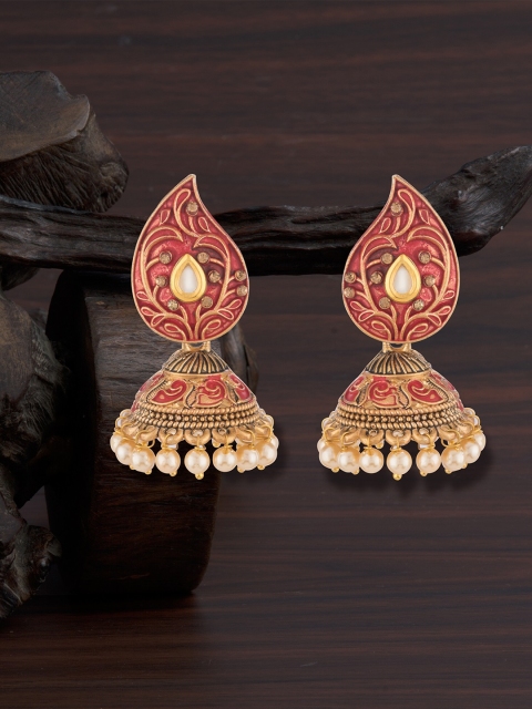 

E2O Red & Gold-Plated Classic Jhumkas