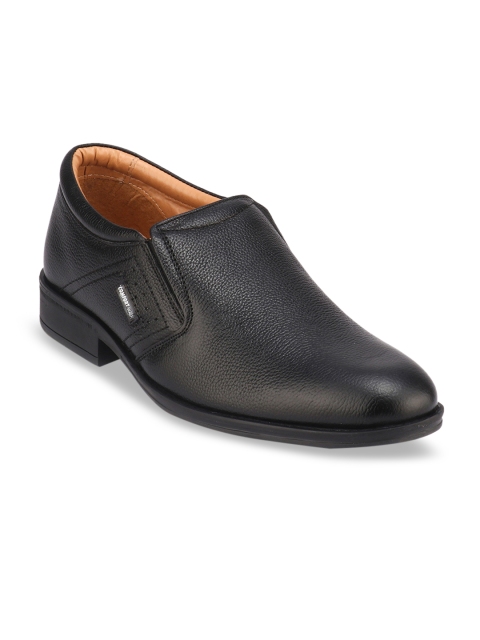 

Red Chief Men Black Solid Leather Formal Slip-Ons