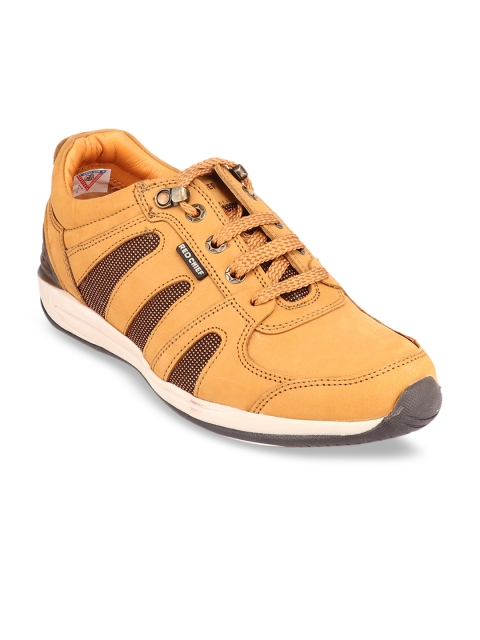 

Red Chief Men Camel Brown Leather Sneakers