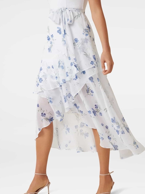 

Forever New Women White & Blue Printed Wrap Dress
