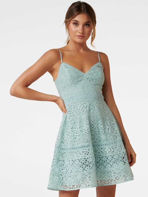 

Forever New Women Blue Self Design Fit and Flare Dress