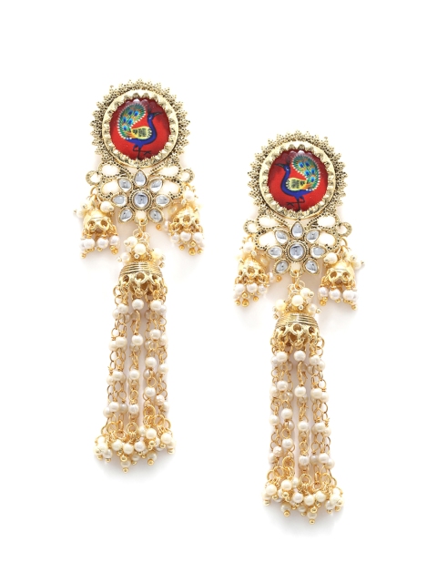 

Fabstreet Gold-Plated Peacock Shaped Drop Earrings