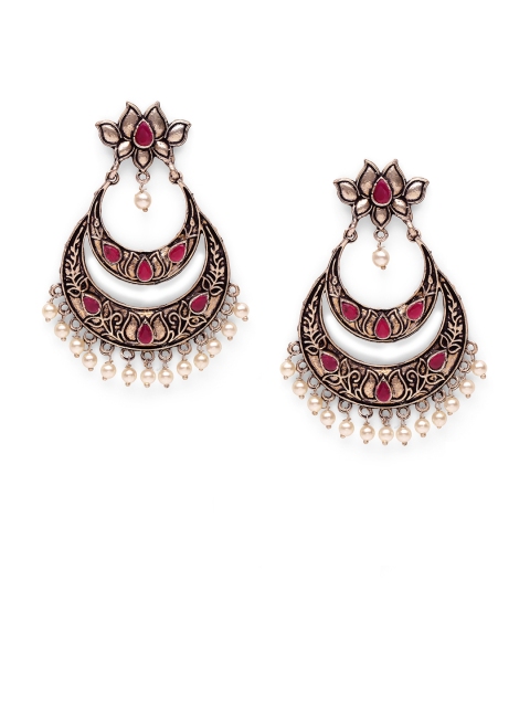 

Fabstreet Pink & Copper-Plated Classic Drop Earrings
