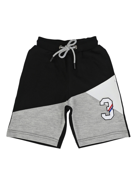 

Stupid Cupid Boys Black & Grey Colourblocked Regular Fit Shorts