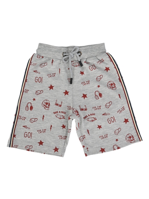 

Stupid Cupid Boys Grey Printed Regular Fit Shorts