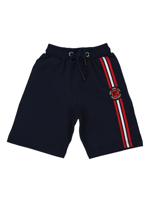 

Stupid Cupid Boys Navy Blue Striped Regular Fit Shorts