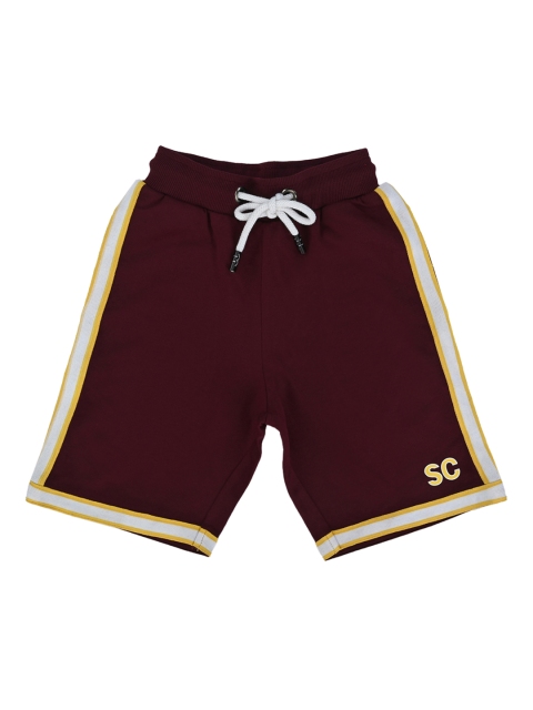 

Stupid Cupid Boys Maroon Solid Regular Fit Shorts