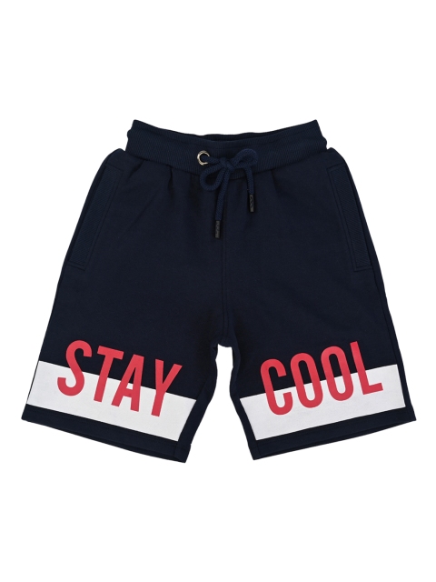 

Stupid Cupid Boys Navy Blue Printed Regular Fit Shorts