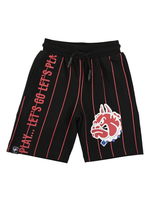 

Stupid Cupid Boys Black & Red Striped Regular Shorts