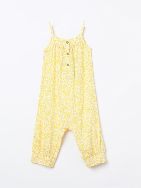 

Juniors by Lifestyle Girls Yellow & White Printed Playsuit