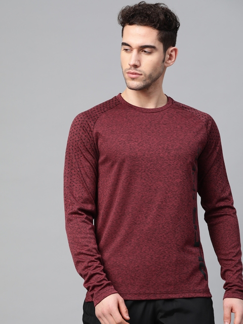 

Alcis Men Burgundy & Black Grindle Effect Printed Round Neck Sports T-shirt