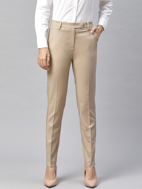 

Marks & Spencer Women Beige Slim Fit Solid Formal Trousers