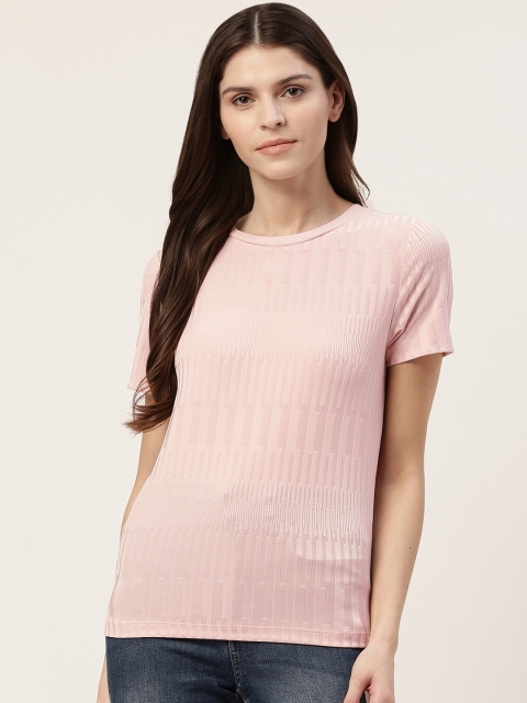 

Marks & Spencer Women Pink Self Design Round Neck T-shirt