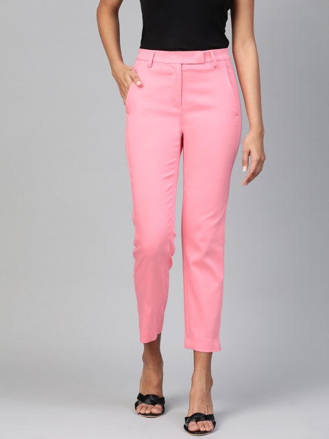 

Marks & Spencer Women Pink Slim Fit Solid Cigarette Trousers