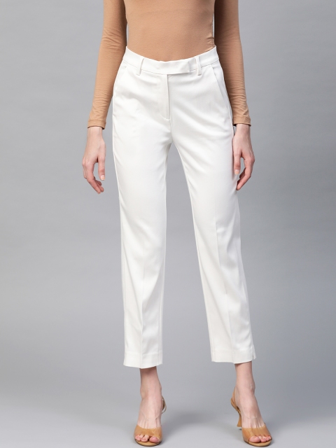 

Marks & Spencer Women White Slim Fit Solid Formal Trousers