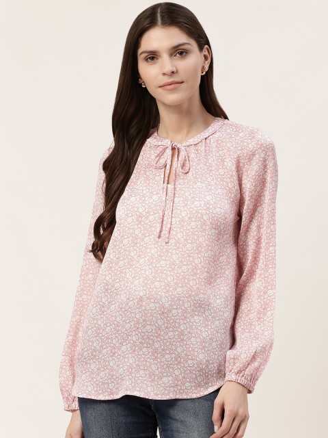 

Marks & Spencer Women Pink & White Printed Top