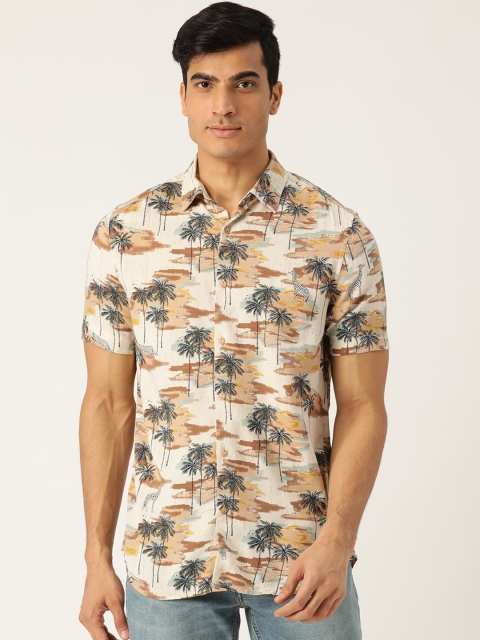 

Marks & Spencer Men Beige & Navy Blue Regular Fit Printed Casual Shirt