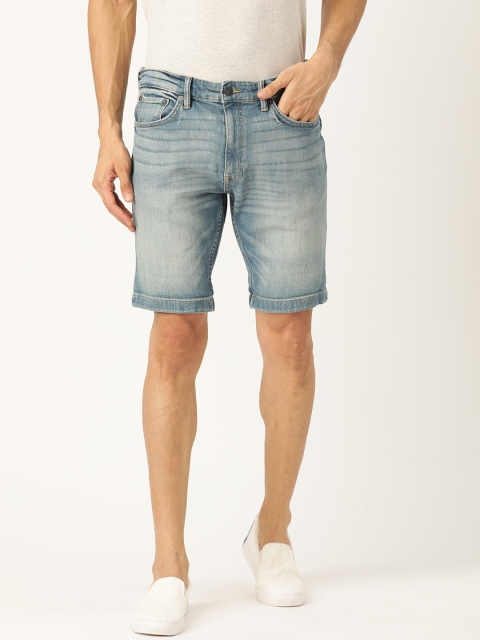 

Marks & Spencer Men Blue Washed Regular Fit Denim Shorts