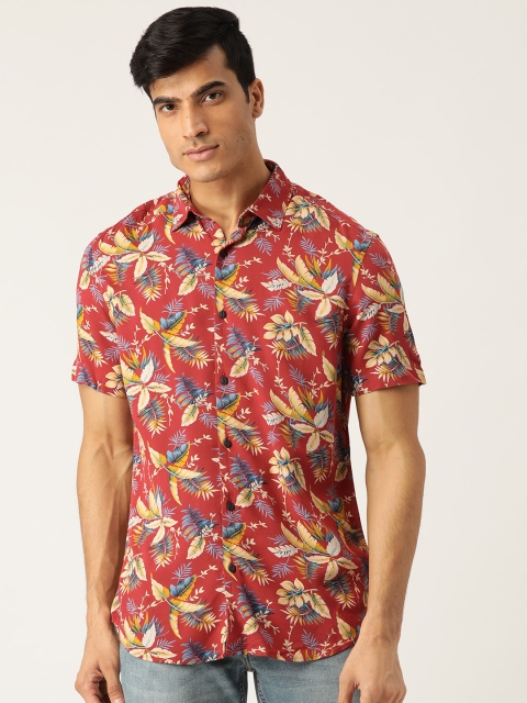 

Marks & Spencer Men Rust Red & Beige Regular Fit Printed Casual Shirt