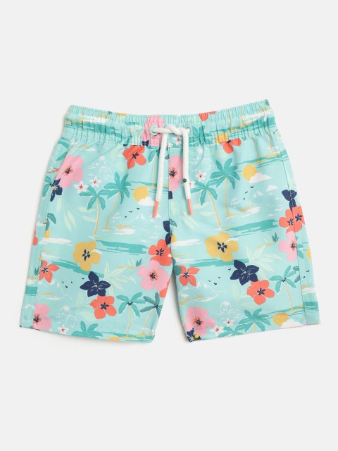 

Marks & Spencer Boys Sea Green & Pink Floral Print Regular Fit Shorts