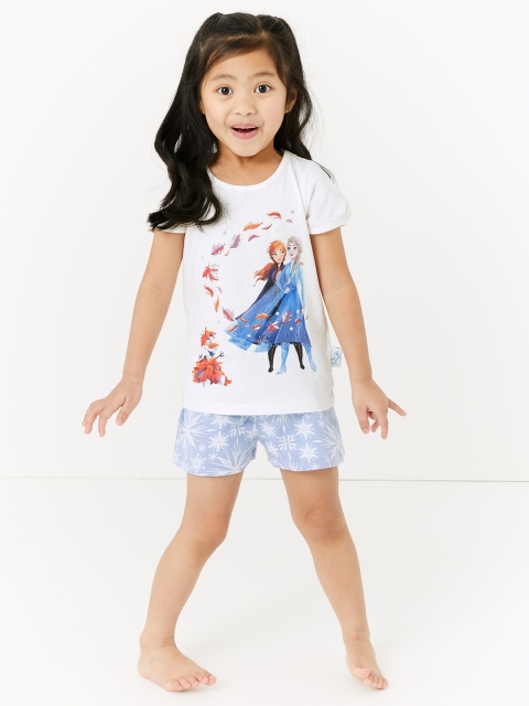 

Marks & Spencer Girls White & Blue Printed Night suit