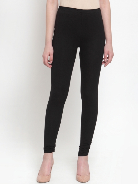 

Everlush Women Black Solid Slim-Fit Churidar-Length Leggings
