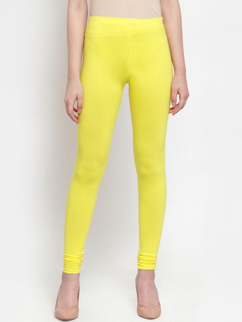 

Everlush Women Yellow Solid Slim-Fit Churidar-Length Leggings
