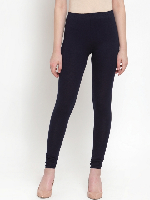 

Everlush Women Navy Blue Solid Slim-Fit Churidar-Length Leggings