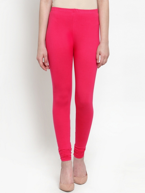 

Everlush Women Pink Solid Slim-Fit Churidar-Length Leggings