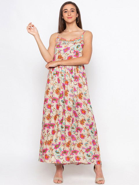 

Globus Women Beige & Pink Printed Maxi Dress