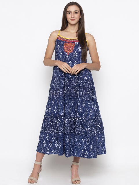 

Globus Women Blue Printed Maxi Dress