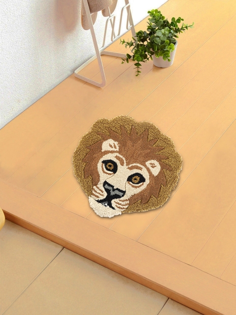 

ROMEE Brown & Beige Animal Shape Wool Tufted Anti-Skid Doormat