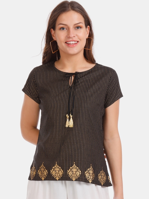 

Bronz Women Brown & Beige Striped Top