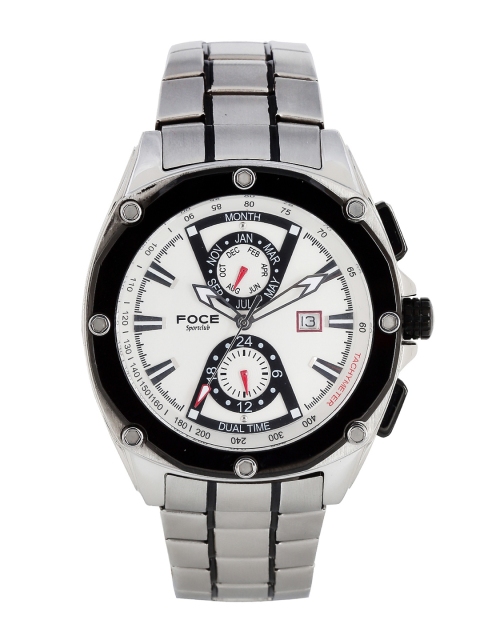 

FOCE Men White & Steel Analogue Watch
