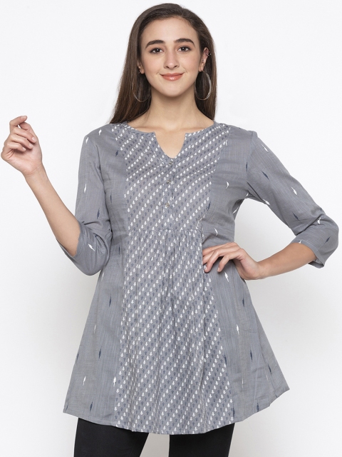 

Globus Women Grey & White Printed Tunic