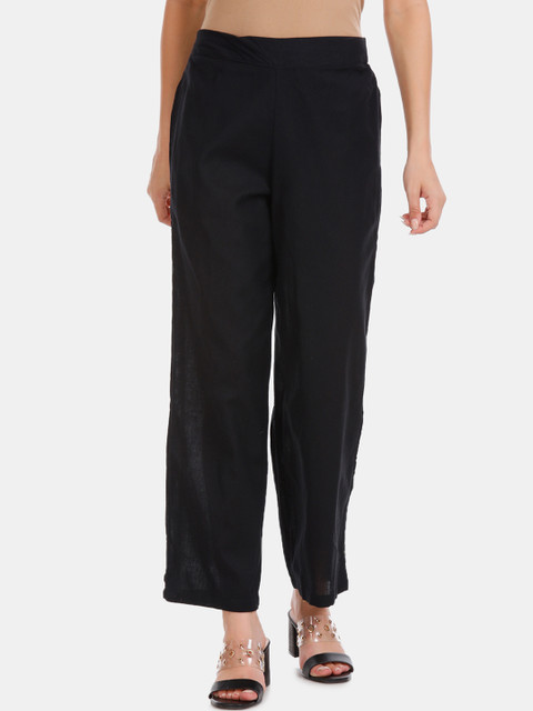 

Karigari Women Black Solid Straight Palazzos