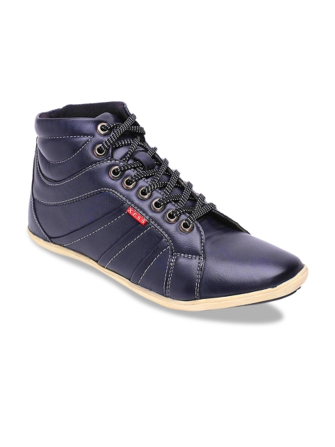 

XESS by iD Men Blue Solid Mid-Top Sneakers